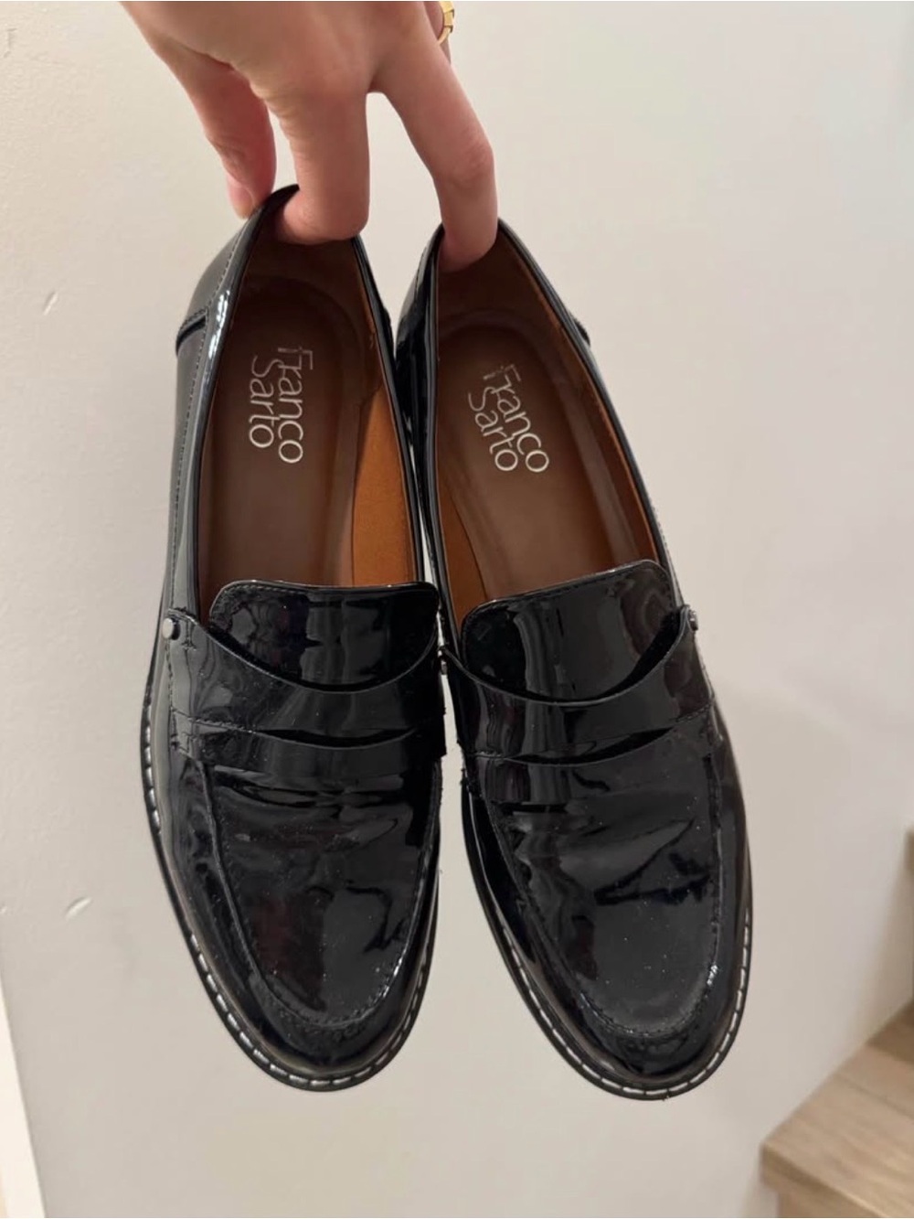 Franco Sarto women’s Black Patent Leather Penny Loafers